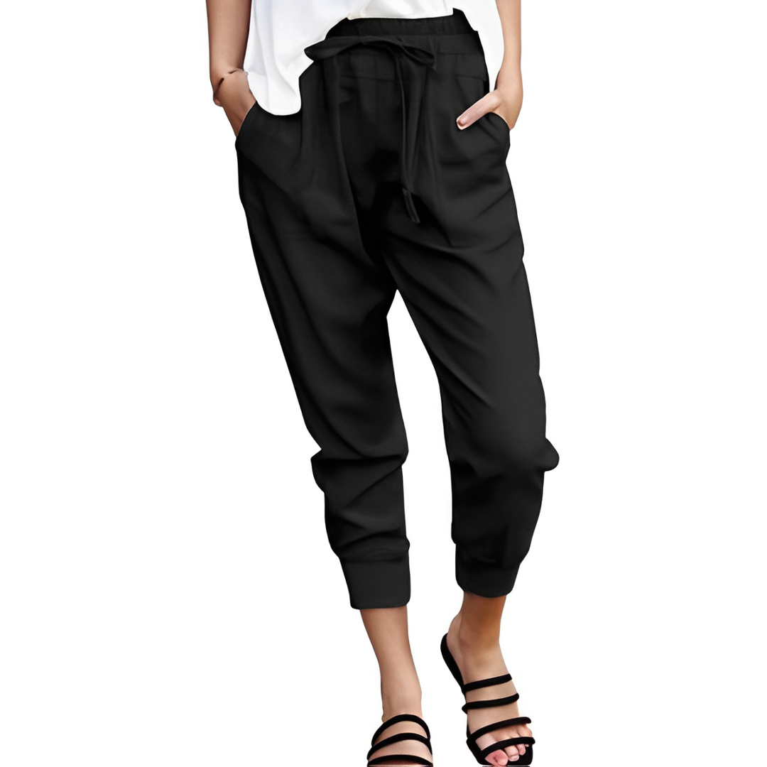 Heidi-Mode | Damen Stoffhose Slim Fit Tunnelzug