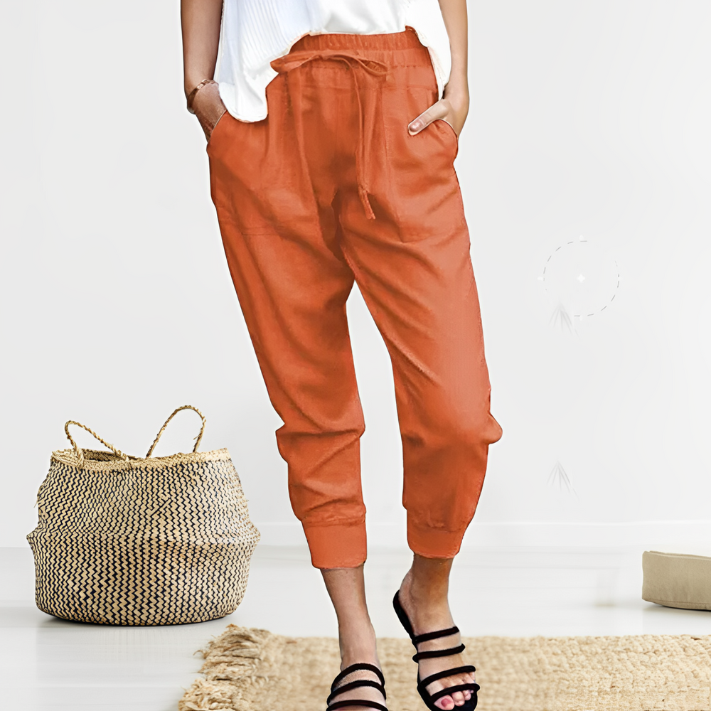 Heidi-Mode | Damen Stoffhose Slim Fit Tunnelzug