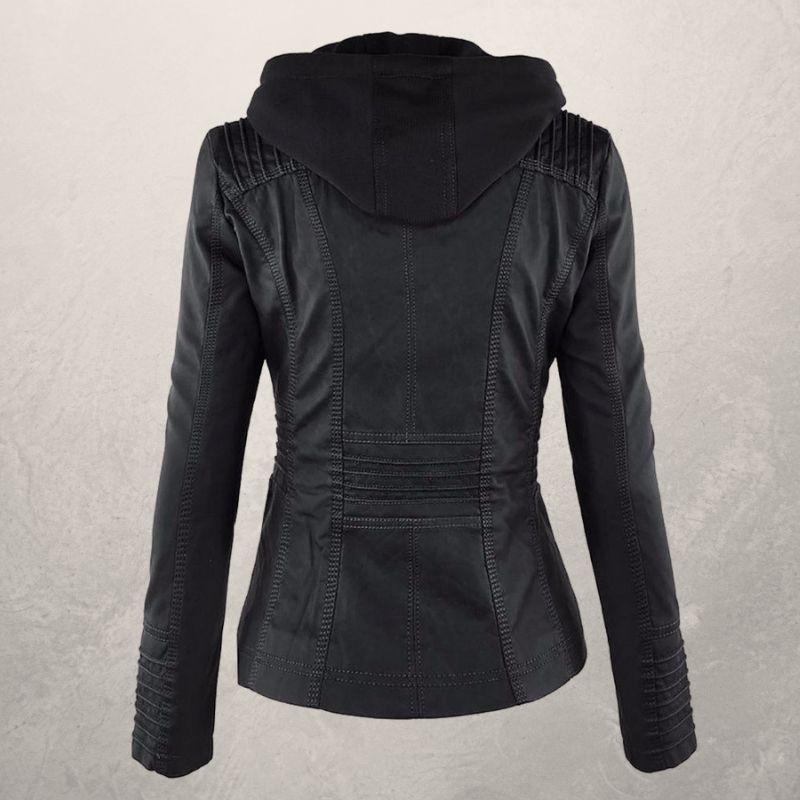 Heidi-Mode | Kunstlederjacke Slim Fit Kapuzenzip Jacke