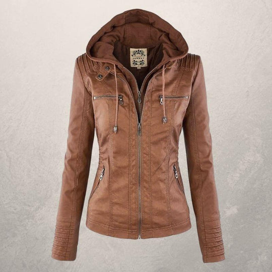 Heidi-Mode | Kunstlederjacke Slim Fit Kapuzenzip Jacke