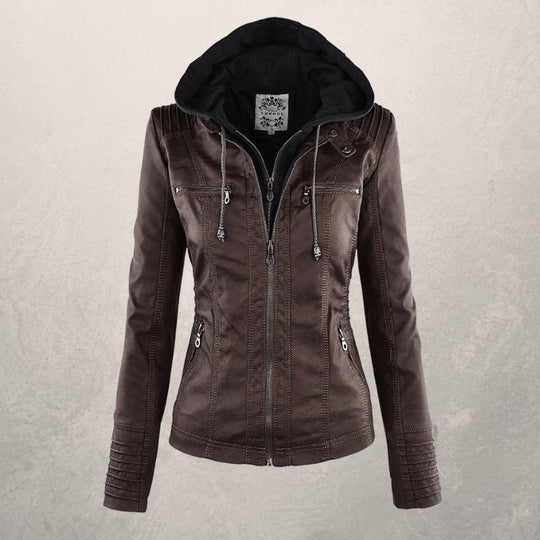 Heidi-Mode | Kunstlederjacke Slim Fit Kapuzenzip Jacke