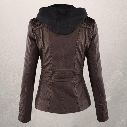 Heidi-Mode | Kunstlederjacke Slim Fit Kapuzenzip Jacke