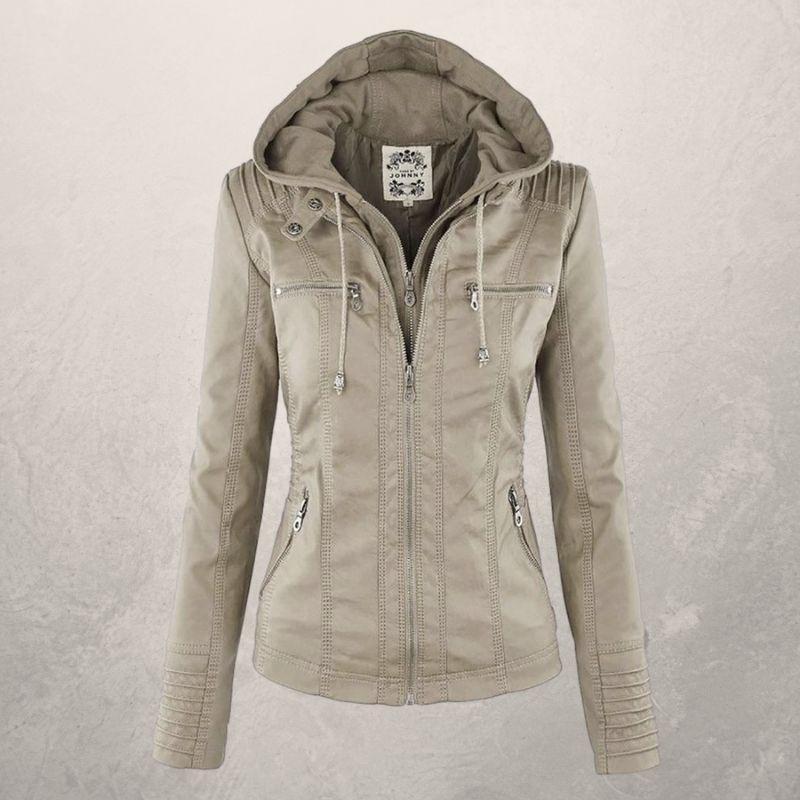 Heidi-Mode | Kunstlederjacke Slim Fit Kapuzenzip Jacke