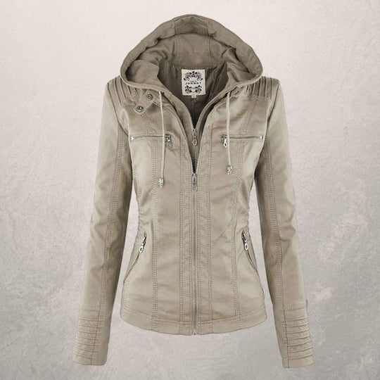 Heidi-Mode | Kunstlederjacke Slim Fit Kapuzenzip Jacke