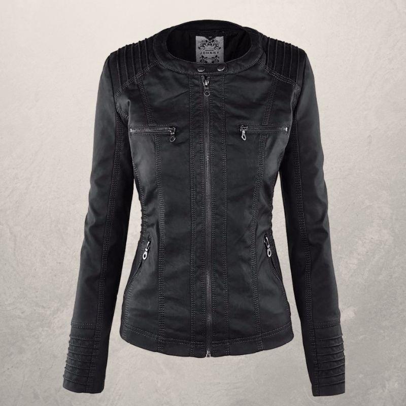 Heidi-Mode | Kunstlederjacke Slim Fit Kapuzenzip Jacke