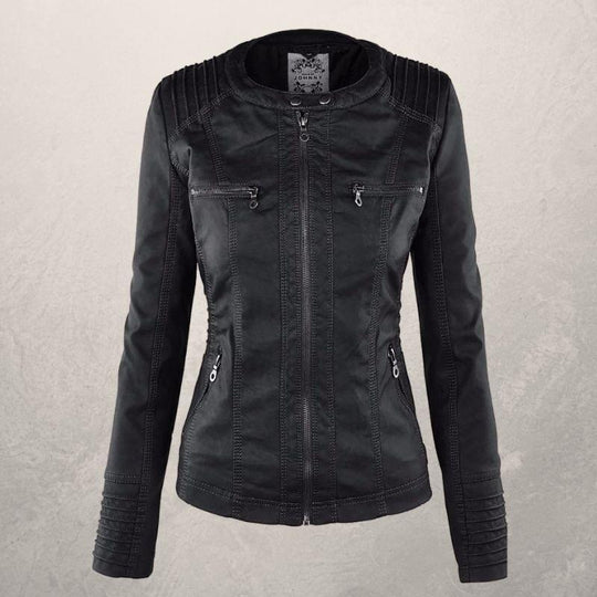 Heidi-Mode | Kunstlederjacke Slim Fit Kapuzenzip Jacke