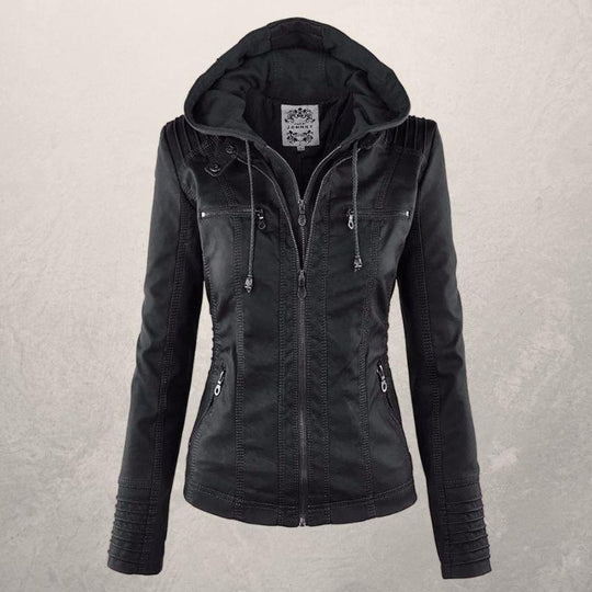 Heidi-Mode | Kunstlederjacke Slim Fit Kapuzenzip Jacke