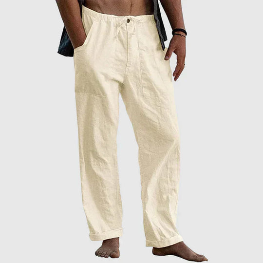 Heidi-Mode | Damen Leinen Hose mit Kordelzug Lässig Fit