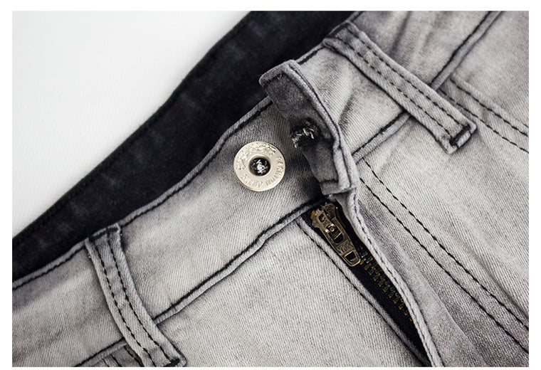 Heidi-Mode | Knielange Zerrissene Moto Jeans Shorts