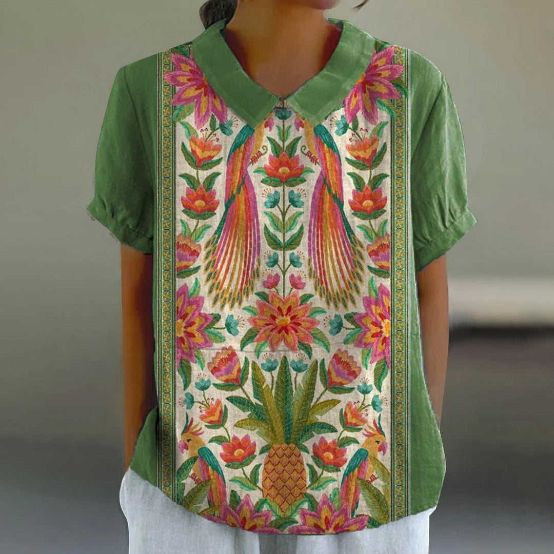 Handgefertigte Bluse mit Blumenmuster