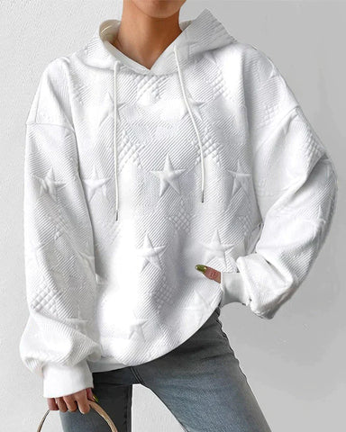 Weiße lange Ärmel Sweatshirt mit Kapuze