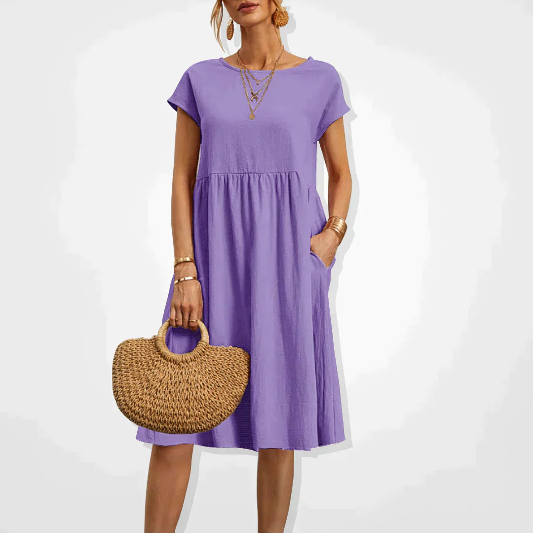 Heidi-Mode | Leicht Sehr und Atmungsaktiv: Kleid mit Rundem Hals und Tasche