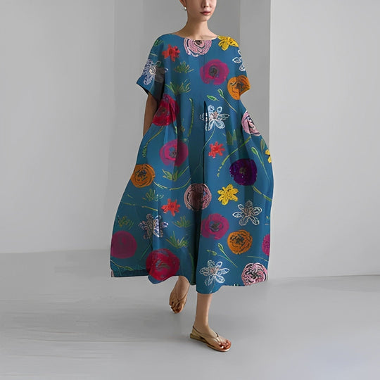 Boho weite Blumen Kleid - Frühling