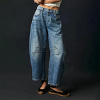 Heidi-Mode | Damen Trendy Weite-Bein Hose Denim