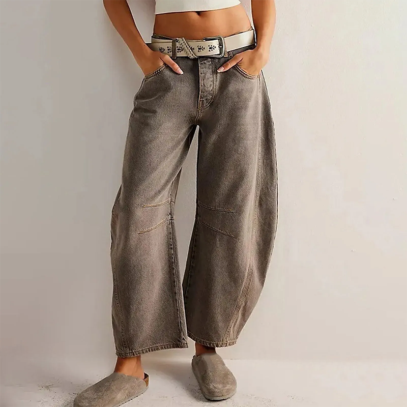 Heidi-Mode | Damen Trendy Weite-Bein Hose Denim