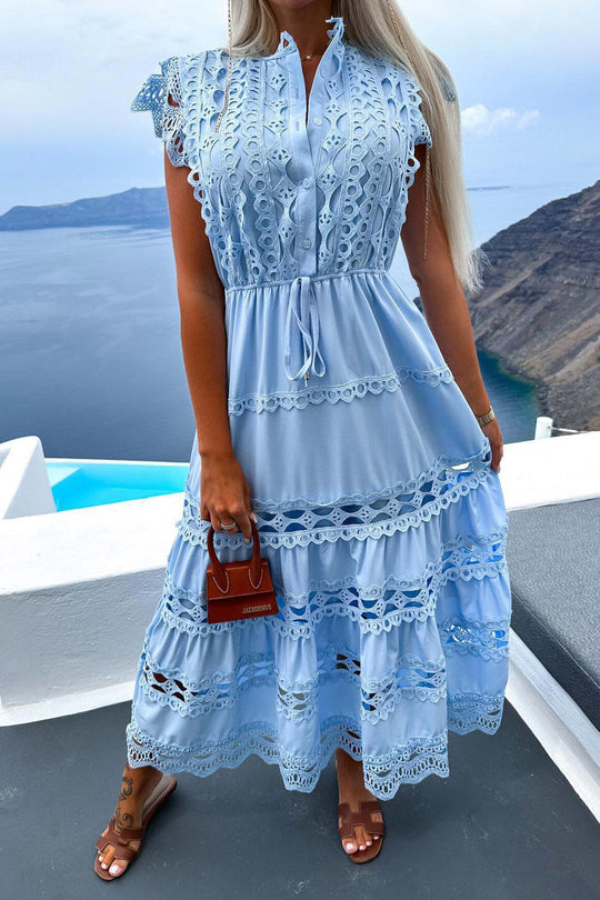 Heidi-Mode | Spitzen Häkel Loch aus Lage Kleid