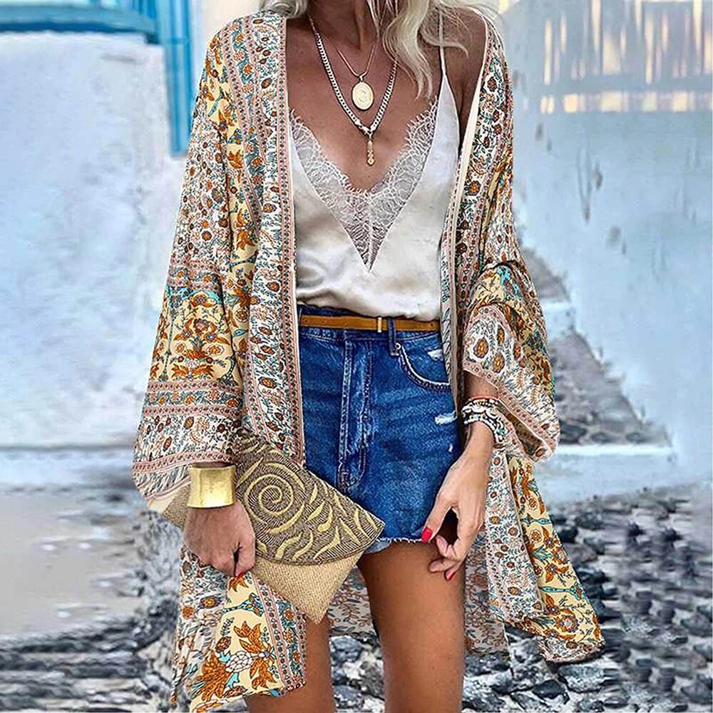 Kimono Überwurf Boho-Muster