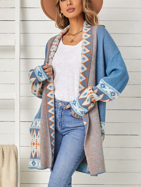 Heidi-Mode | Lange Farbige Woll Strickjacke für Damen