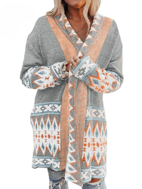Heidi-Mode | Lange Farbige Woll Strickjacke für Damen