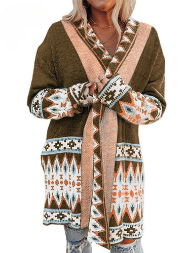 Heidi-Mode | Lange Farbige Woll Strickjacke für Damen