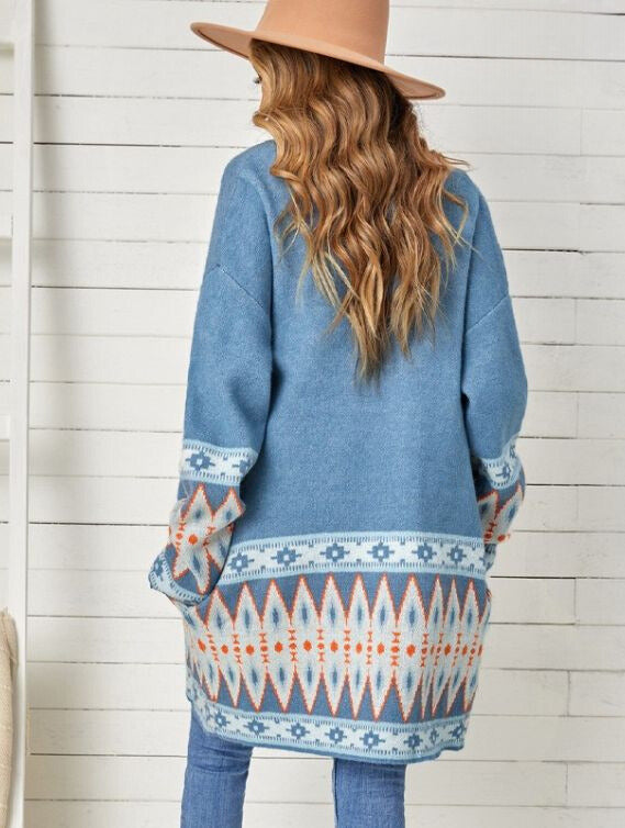 Heidi-Mode | Lange Farbige Woll Strickjacke für Damen