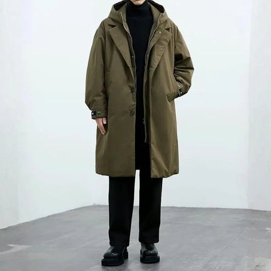 Heidi-Mode | Wasserdichter Puffer-Trenchcoat für Herren mit Kapuze