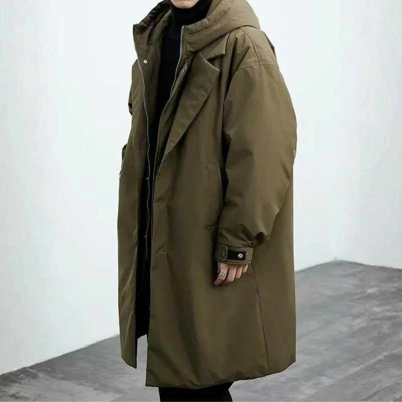 Heidi-Mode | Wasserdichter Puffer-Trenchcoat für Herren mit Kapuze