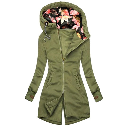 Lässiger Langer Wintermantel Mit Kapuze Damen