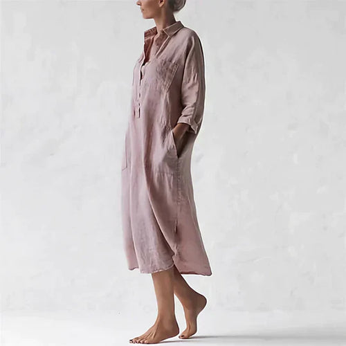 mauve midilänge hemdblusenkleid