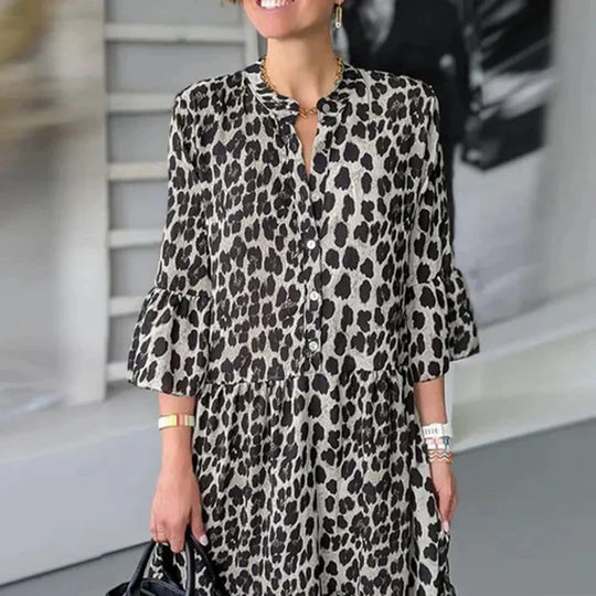 Midi-Kleid mit Leopardenmuster