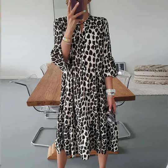 Midi-Kleid mit Leopardenmuster