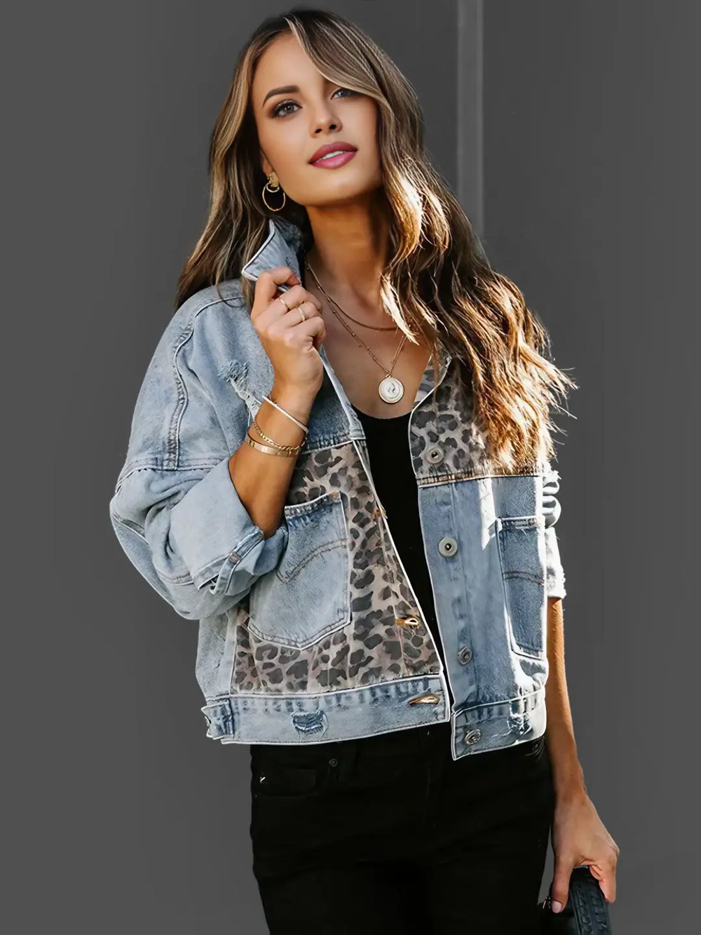 HeidiMode – Leoparden-Denim-Jacke