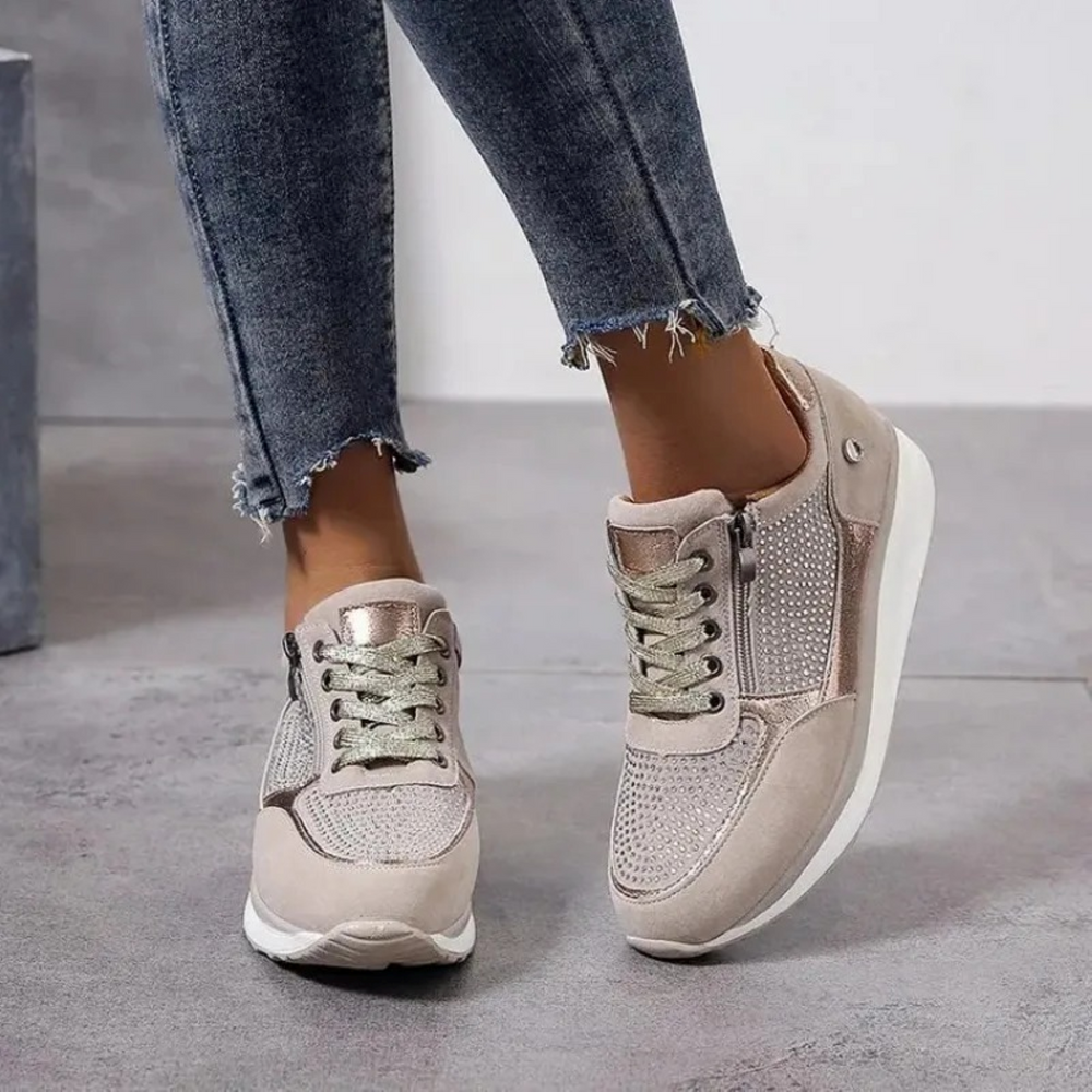 Heidi-Mode | Kristall Hohe Weiche Sohle Damenschuhe