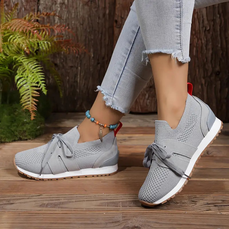 Heidi-Mode | Damen Sneakers Atmungsaktiv Strick Leichtgewicht Sportschuhe