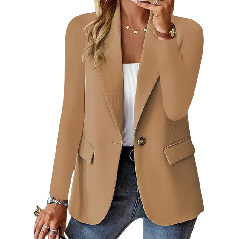 Heidi-Mode | Eleganter Blazer mit Ein-Knopf-Verschluss und Taillierter Passform für Damen