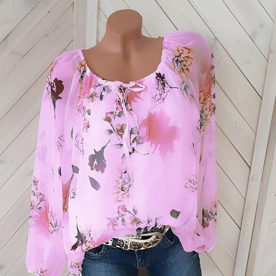 Heidi-Mode | Locker Geschichtete Florale Bauernbluse
