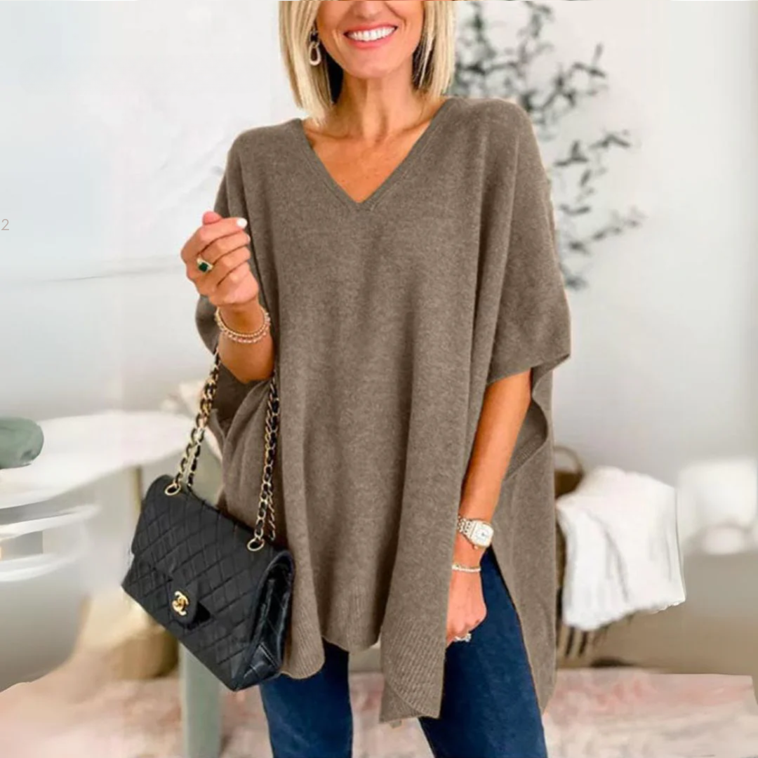 Elegantes Poncho-Shirt mit V-Ausschnitt