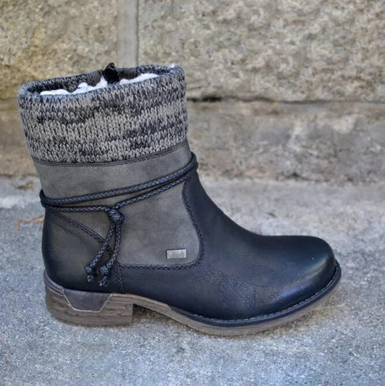 Heidi-Mode | Niedrige Absatz Retro Stiefel für Frauen – Stilvoller & Bequemer Komfort