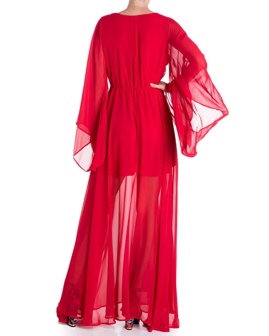 Heidi-Mode | Sonnenuntergang Maxi Kleid Kirsche