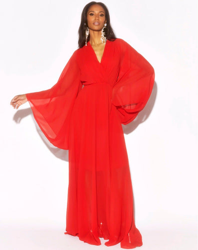 Heidi-Mode | Sonnenuntergang Maxi Kleid Kirsche
