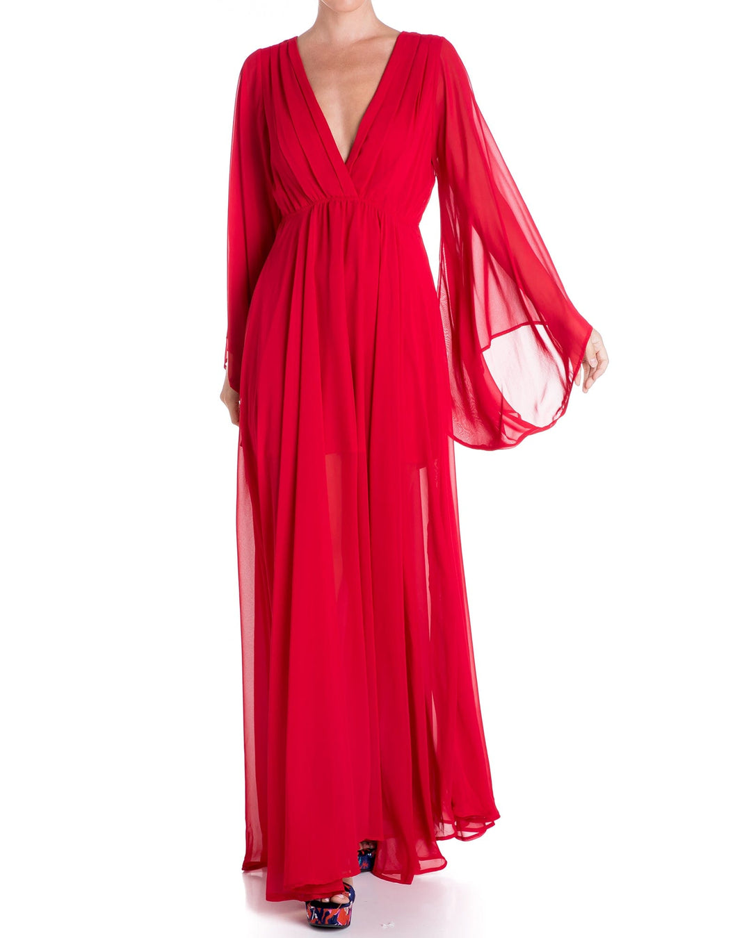 Heidi-Mode | Sonnenuntergang Maxi Kleid Kirsche