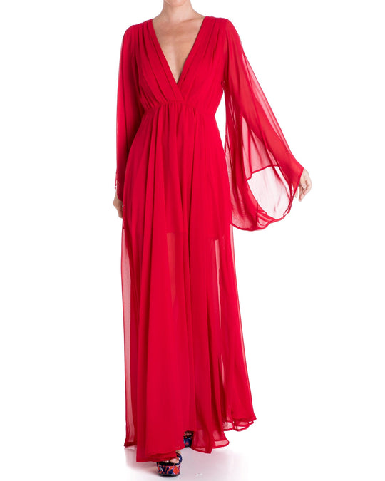Heidi-Mode | Sonnenuntergang Maxi Kleid Kirsche