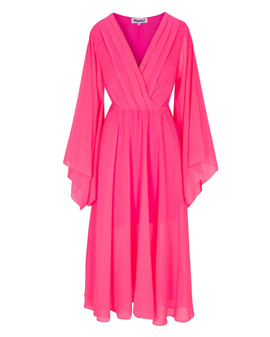 Heidi-Mode | Sunset Midi Kleid Neon Pink