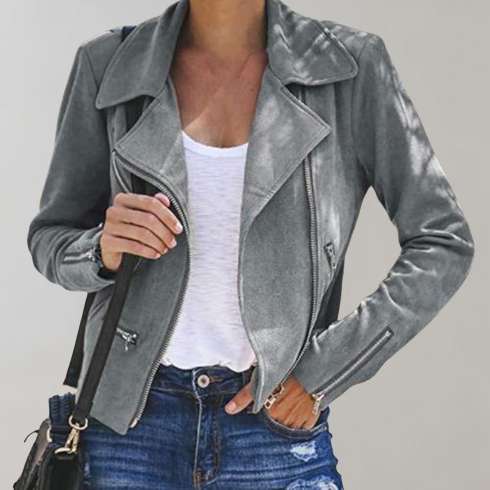 Heidi-Mode | Wildleder Bikerjacke mit Reißverschluss für Damen