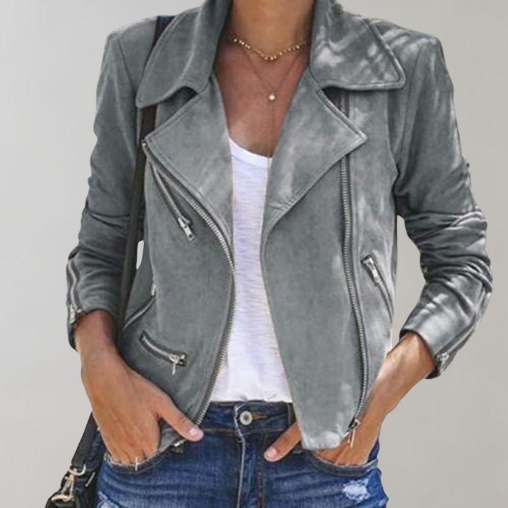 Heidi-Mode | Wildleder Bikerjacke mit Reißverschluss für Damen