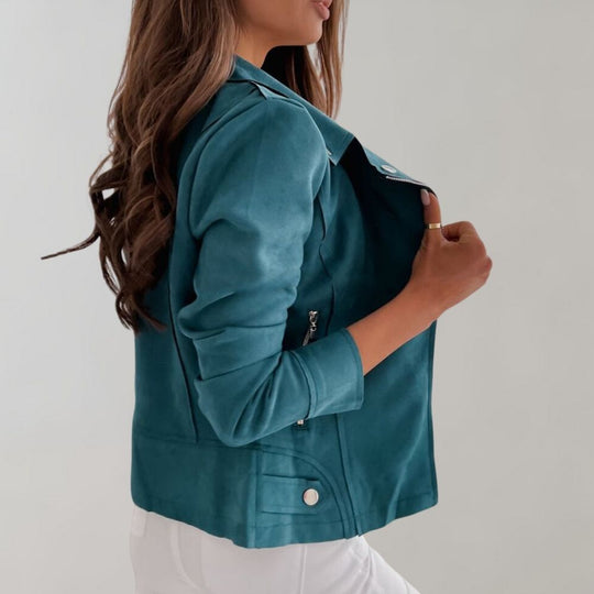 Heidi-Mode | Wildleder Bikerjacke mit Reißverschluss für Damen