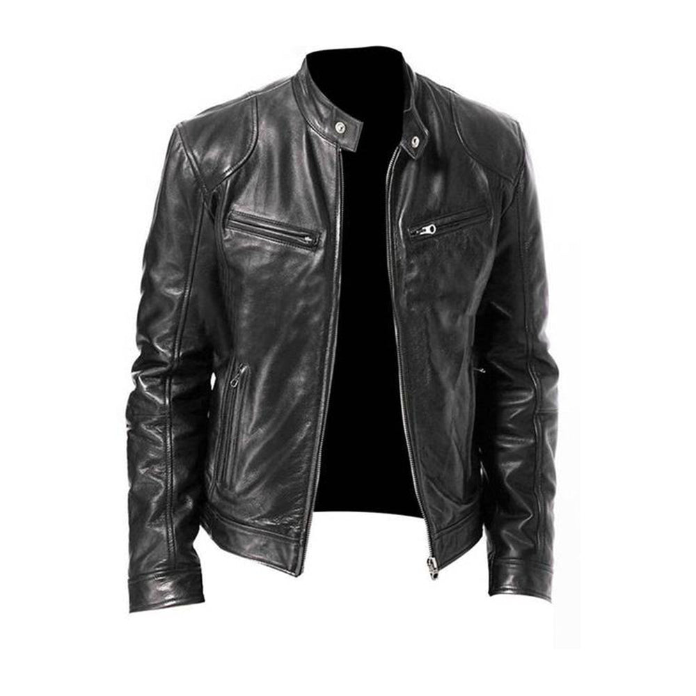 Heidi-Mode | Herren Lederjacke - Biker Stil mit Stehkragen
