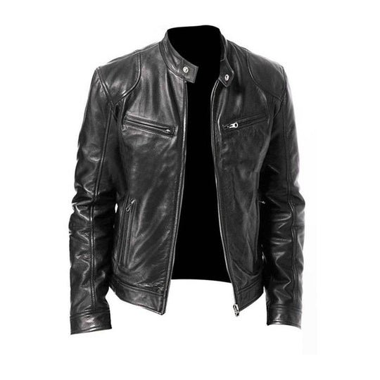 Heidi-Mode | Herren Lederjacke - Biker Stil mit Stehkragen