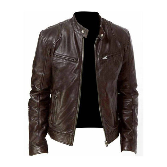 Heidi-Mode | Herren Lederjacke - Biker Stil mit Stehkragen