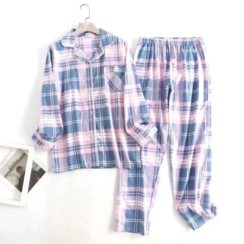 Heidi-Mode | Bequemes Damen Pyjama Satz mit Lebendigen Mustern Zweiteiler